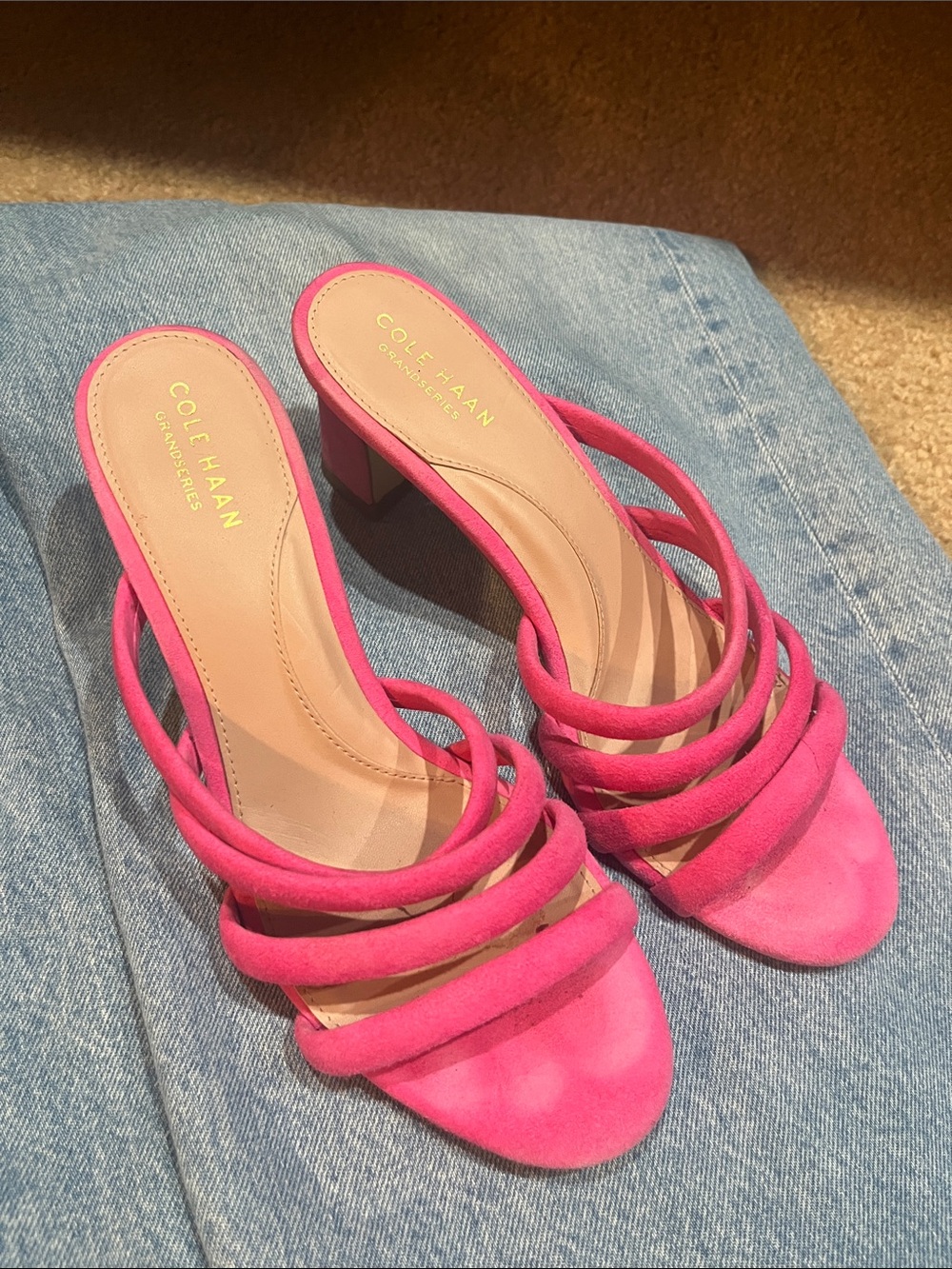 Cole Haan Bright Pink Strappy Block Heel Sandals